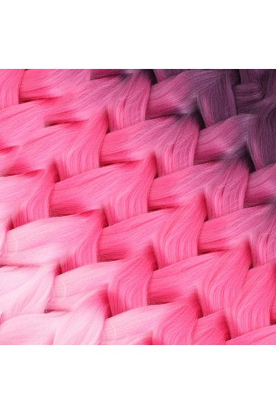 KONAK PERUK Synthetic Ombreli Hair For African Braid And Rasta - Dark Pink / Pink / Light Pink