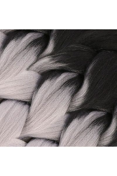 KONAK PERUK African Braiding Synthetic Ombreli Hair 100 Gr- Black / Medium Tone Gray