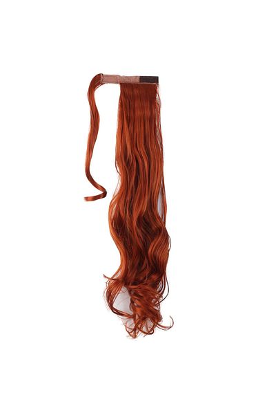 KONAK PERUK Copper Colored Tied Wavy Ponytail