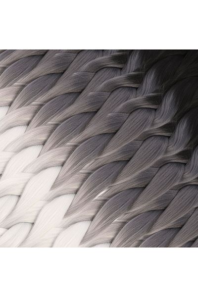 KONAK PERUK Synthetic Ombreli Hair For African Braid And Rasta - Black / Dark Grey / Light Grey