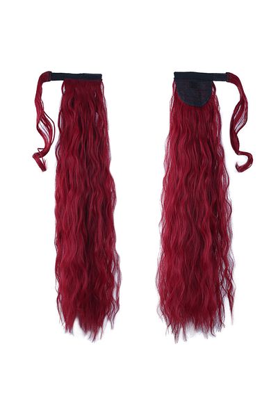 KONAK PERUK Red Ponytail - Tie-Up and Fluffy Wavy
