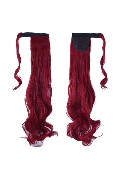 KONAK PERUK Red Wavy Tied Ponytail