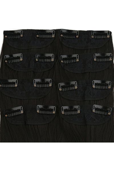 KONAK PERUK 8 Pieces Fiber Synthetic Brown Snap