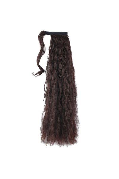 KONAK PERUK Dark Brown Colored Tied Ponytail - Fluffy Wavy