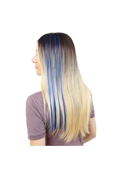 KONAK PERUK Dark Blue Colored Synthetic Hair and Suit Apparatus - 10 Pieces