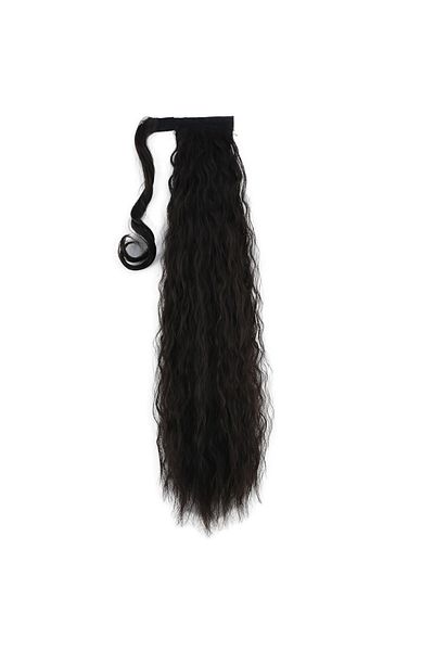 KONAK PERUK Brown Fluffy Wavy Tied Ponytail