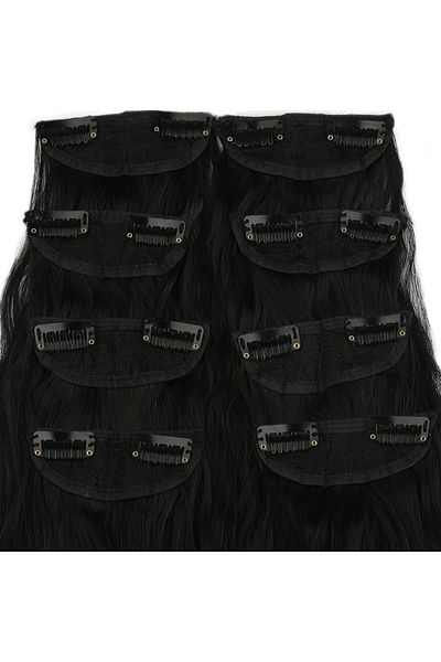 KONAK PERUK 8 Pieces Fiber Synthetic Fluffy Wavy Snap Closure - Black