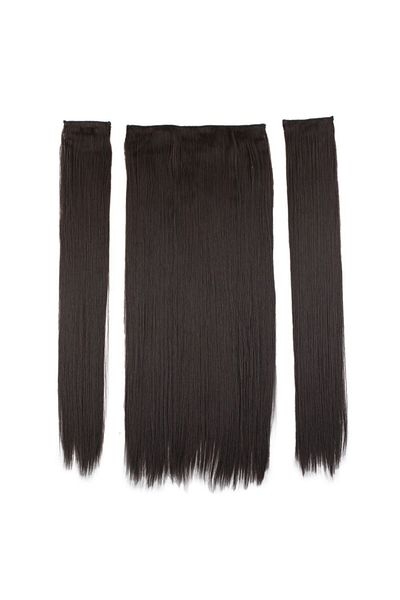 KONAK PERUK Brown Fiber Synthetic Flat Half Moon and 2 Side Snaps