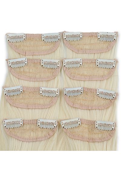 KONAK PERUK Fiber Synthetic Flat 8 Pieces Snap Fastener - Light Platinum