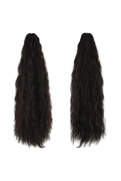 KONAK PERUK Fluffy Wavy Ponytail with Buckle - Brown