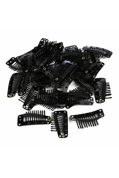 KONAK PERUK Large Snap Clips - 10 Pieces - Black