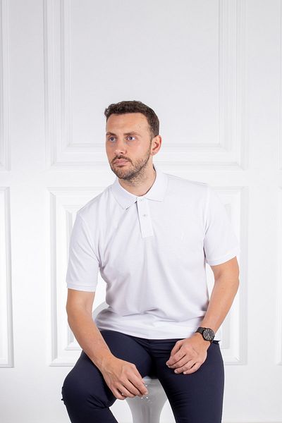 Sarar Interview Wraps Gât polo 100% bumbac decolteu combinație tricou alb