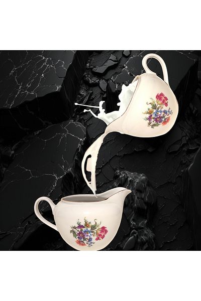 Home Styleast Antique Art Deco German Porcelain Fortuna Eisenberg Stamped Flower Motif Milk Jug