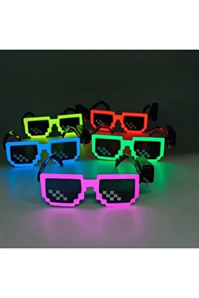 Doppler Pembe Led Parti Gözlüğü Led Işıklı Pilli Yılbaşı Düğün Eğlence Uv400 Neon Parti Gözlüğü Hj-lpg-02