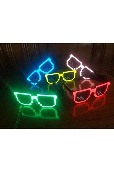 Doppler Pembe Led Parti Gözlüğü Led Işıklı Pilli Yılbaşı Düğün Eğlence Uv400 Neon Parti Gözlüğü Hj-lpg-02