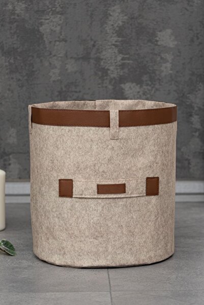 Milenay 23x25 см Максі розмір Кремовий колір Круглий органайзер Шкіряний кошик