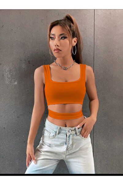 morche Bluză pentru atletă, cu bretele decoltate, cu gât pătrat, pe burtă