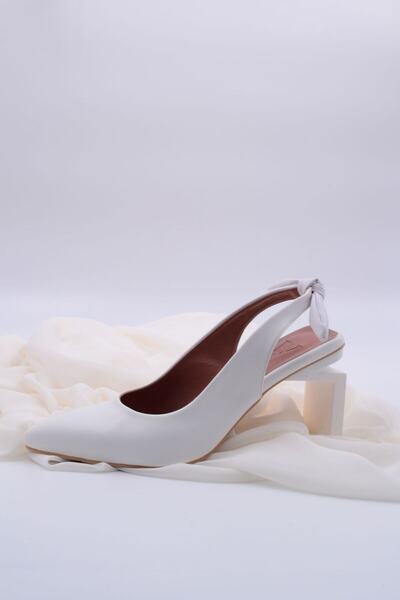 Genel Markalar Natasha Kısa Tasarım Topuk Beyaz Kadın Stiletto