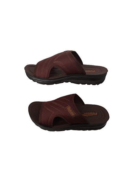 Pars 236 Kahve-düz Erkek Ortopedik Rahat Hafif Ve Şık Günlük Terlik