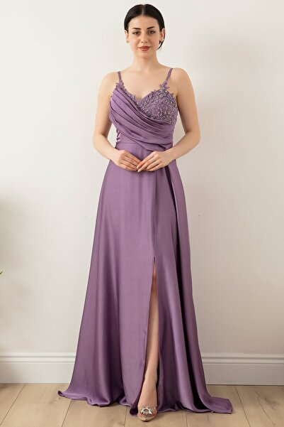 PULLIMM Σατέν κρεπ φόρεμα με λουράκι 13415