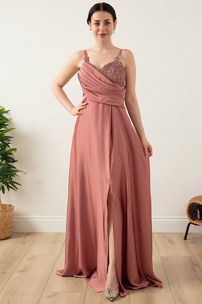 PULLIMM Rochie cu bretele din crepon din satin 13415
