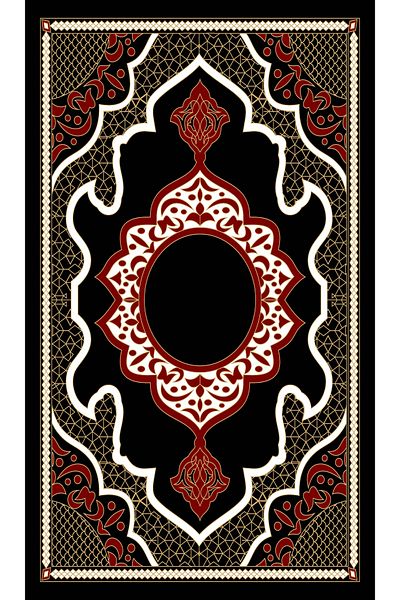 Rugs Modern Halı Geometric Patterned Prayer Rug in Black and Red Tones 70x120
