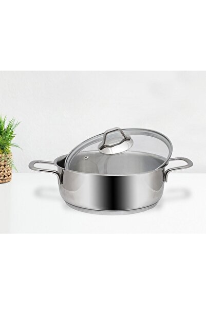 gülsan Mega Inox Flat Steel Pot 24 cm 2.5 Liter Induction Compatible