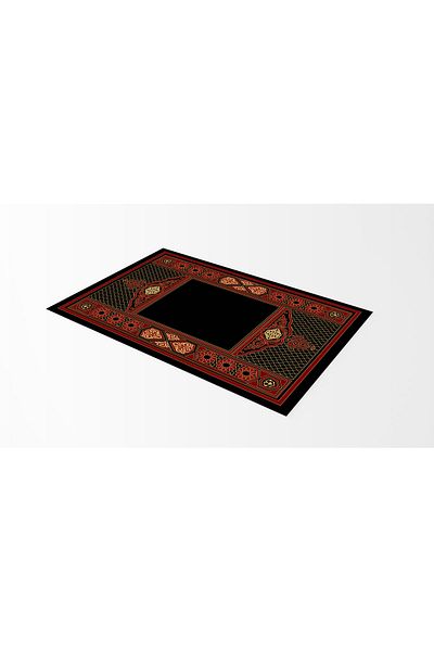 Rugs Modern Halı Geometric Patterned Prayer Rug in Black and Red Tones 70x120
