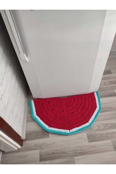 Yoran Büfe Hediyelik Karpuz Model %100 El Örgüsü Yarım Ay Paspas (90x45)