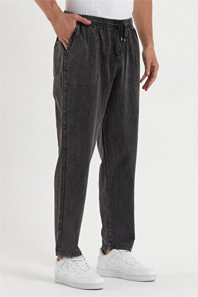 COOL TARZ Erkek Koyu Füme Regular Bağcıklı Keten Pantolon-crepe1479r08s