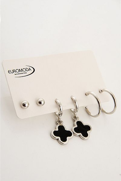 EUROMODA Model Clover Design Enameled Hanging Earrings