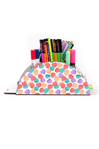 kutuTR Wooden Vip Special Occasions Series Rainbow Ruled Desktop Pen Holder Organizer Assembled Boxed