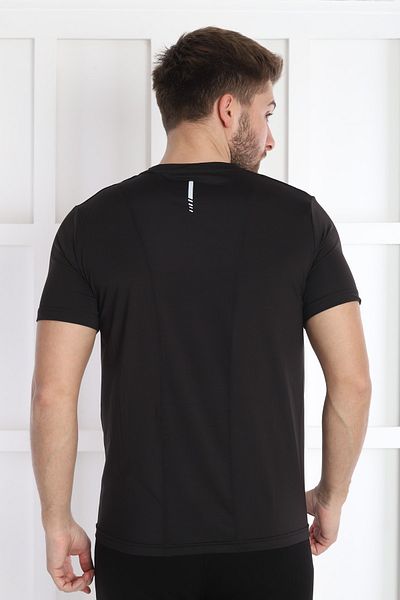 NEED LİFE Men's Black Polyester Crew Neck T-Shirt