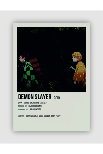 fırsatlar diyarı Demon Slayer Anime Info Card Bilgi Kartı Minimalist Poster