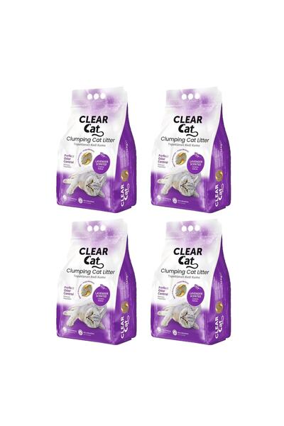 Clear Cat Clearcat Lavantalı Topaklanan Bentonit Kedi Kumu Ince 10 Lt X 4 Adet