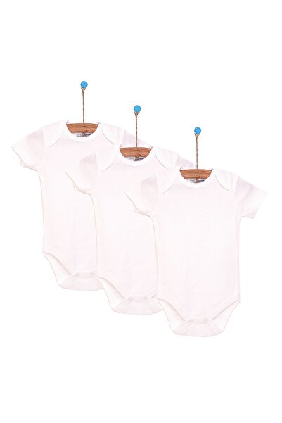 ebebek Hello Baby 3-teiliger weißer Kurzarm-Body, Unisex