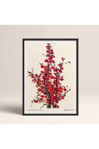 HOMEPACK Pictură înrămată în stil japonez Nanbara Sakujiro 30x40cm 40x60cm 50x70cm Lemn alb negru Jpn064