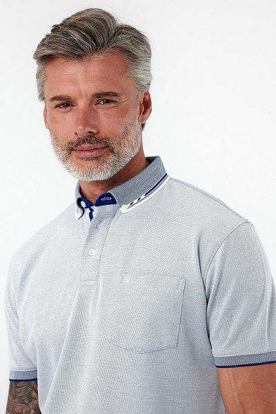 ENQUE Tricou de bază pentru bărbați, cu mânecă scurtă, cu gât polo, cu buzunar, albastru închis