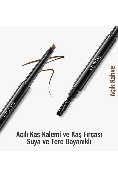 ZOZU Light Brown Eyebrow Series - 0.4Gr Images, Two Prong Angled Pen and Brush