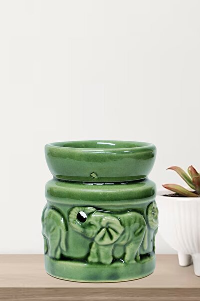 Me Ama 1.kalite Seramik Buhurdanlık Kabartmalı Fil Desenli