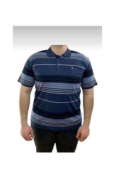 FATELLA MEN'S FATHER POCKET POLO NECK PATTERNED STRIPED COMFORTABLE FIT T-SHIRT
