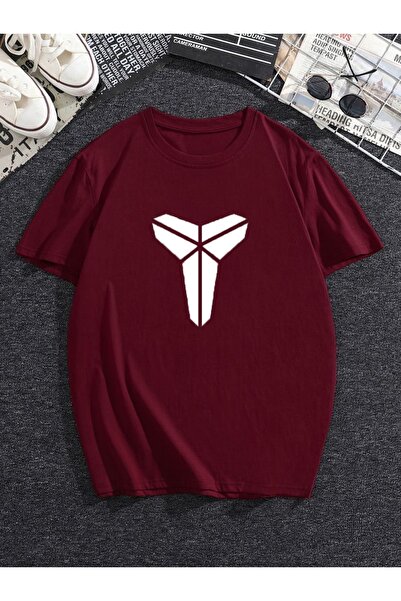 GRİLAND Burgundy unisex hoodie, Kobe print, oversize majica