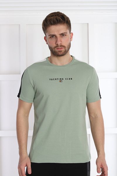 NEED LİFE Men's Green Crew Neck T-Shirt