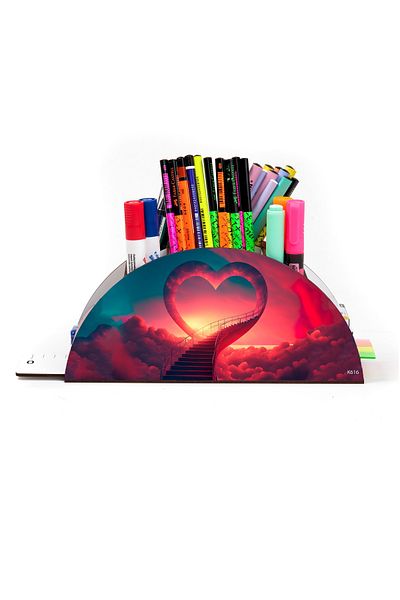 kutuTR Special Occasions Series Rainbow Ruled Desktop Pen Holder Organizer Assembled Boxed