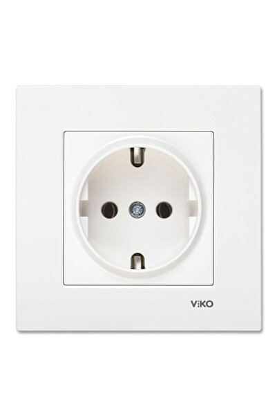 VİKO Karre Beyaz Topraklı Priz
