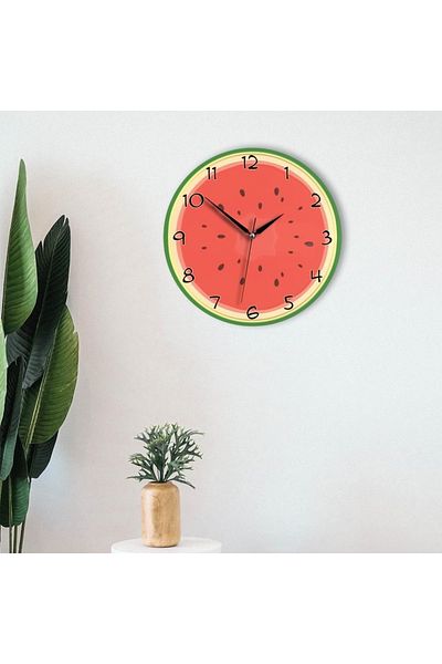 CajuArt Decorative Wooden Watermelon Vivid Round Kitchen Wall Clock
