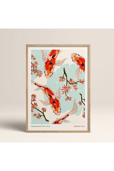 HOMEPACK Рамкирана картина в японски стил Нанбара Сакуджиро 30x40см 40x60см 50x70см Черно Бяло Дърво Jpn075