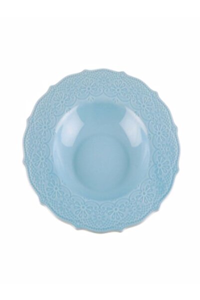 KANCAEV Lace Collection Soup Plate, 22cm. Blue Sold as a Set of 2.