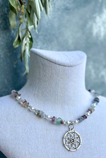 EfsunluTAŞ Florit Doğaltaş Yaşam Çiçeği Kolye