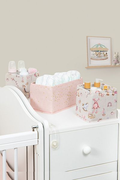 Milenay Mother Baby 3-Piece Drawer Organizer, Baby Room Organizer, Pink Color